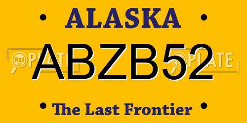 ABZB52 Alaska License Plate