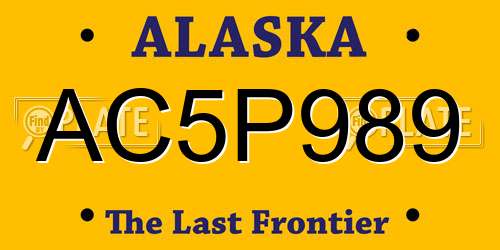 AC5P989 Alaska License Plate
