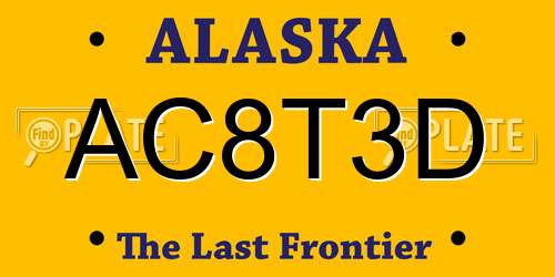 AC8T3D Alaska License Plate