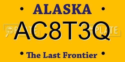AC8T3Q Alaska License Plate