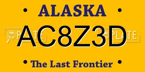 AC8Z3D Alaska License Plate