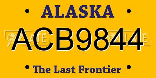 ACB9844 Alaska License Plate