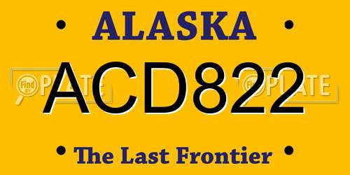 ACD822 Alaska License Plate