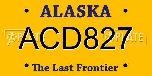 ACD827 Alaska License Plate