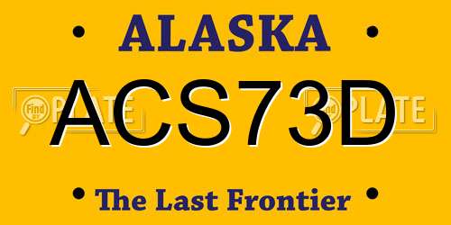 ACS73D Alaska License Plate