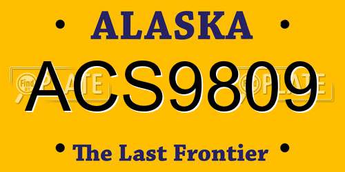 ACS9809 Alaska License Plate