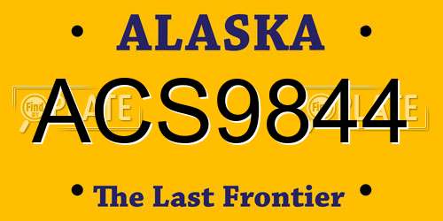 ACS9844 Alaska License Plate
