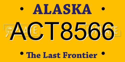 ACT8566 Alaska License Plate
