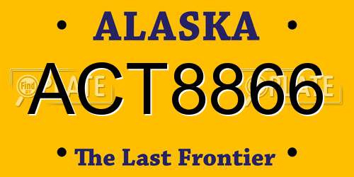 ACT8866 Alaska License Plate