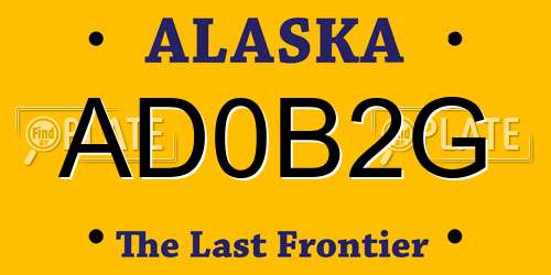AD0B2G Alaska License Plate
