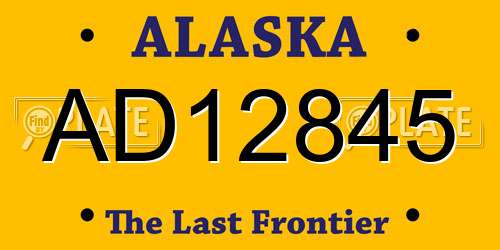 AD12845 Alaska License Plate