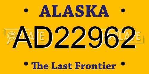 AD22962 Alaska License Plate