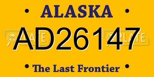 AD26147 Alaska License Plate