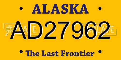 AD27962 Alaska License Plate