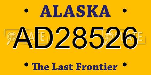 AD28526 Alaska License Plate