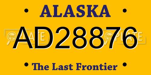 AD28876 Alaska License Plate