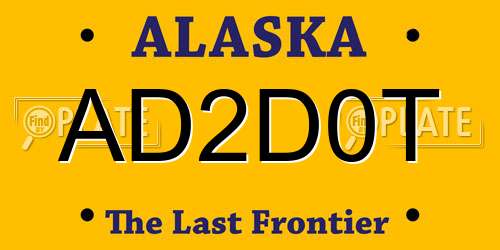 AD2D0T Alaska License Plate