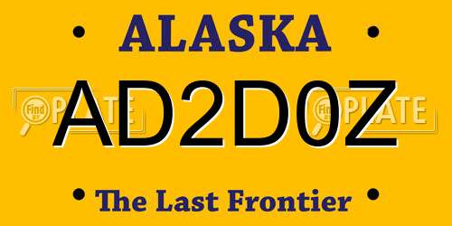 AD2D0Z Alaska License Plate