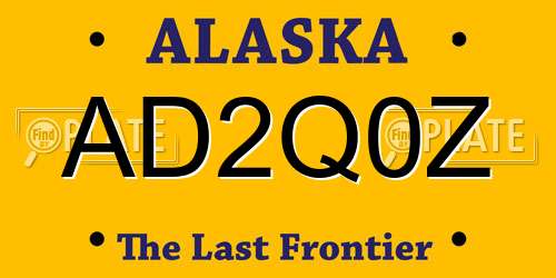 AD2Q0Z Alaska License Plate