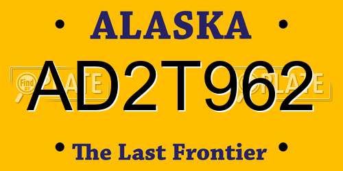 AD2T962 Alaska License Plate