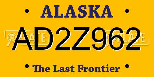 AD2Z962 Alaska License Plate