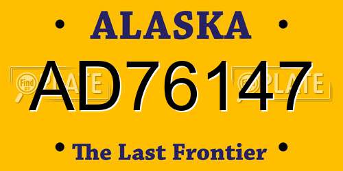 AD76147 Alaska License Plate