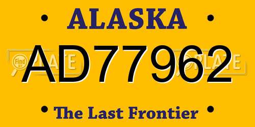 AD77962 Alaska License Plate