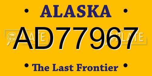 AD77967 Alaska License Plate