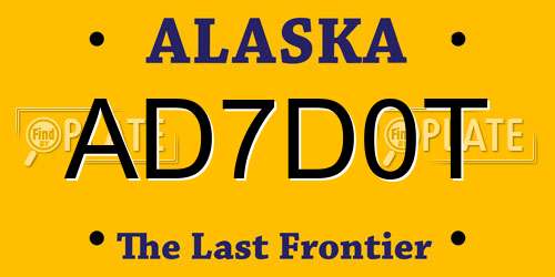 AD7D0T Alaska License Plate