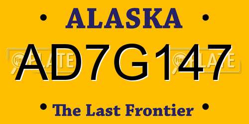 AD7G147 Alaska License Plate