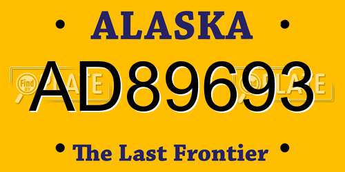 AD89693 Alaska License Plate