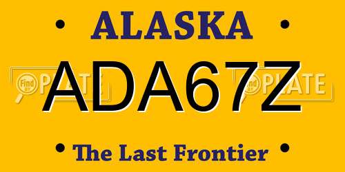 ADA67Z Alaska License Plate