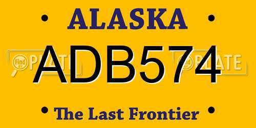 ADB574 Alaska License Plate