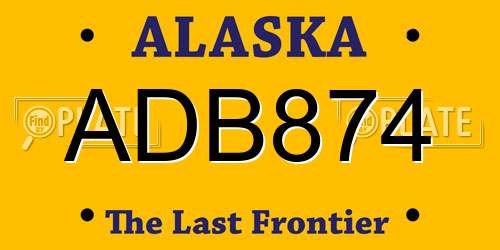 ADB874 Alaska License Plate