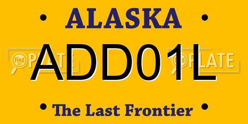 ADD01L Alaska License Plate