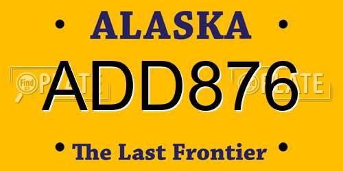 ADD876 Alaska License Plate