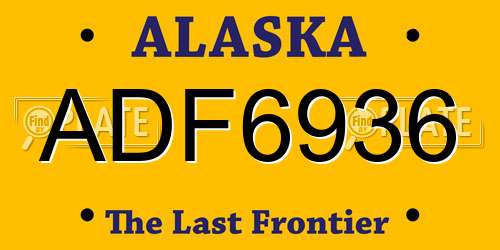 ADF6936 Alaska License Plate