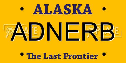 ADNERB Alaska License Plate