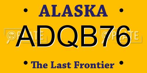 ADQB76 Alaska License Plate