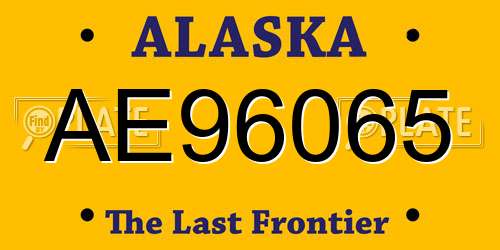 AE96065 Alaska License Plate