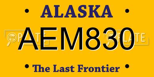 AEM830 Alaska License Plate