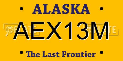 AEX13M Alaska License Plate
