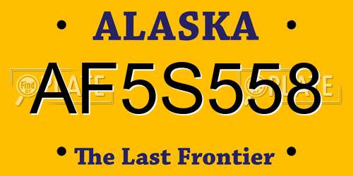 AF5S558 Alaska License Plate