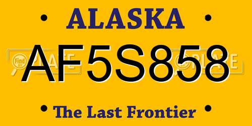 AF5S858 Alaska License Plate