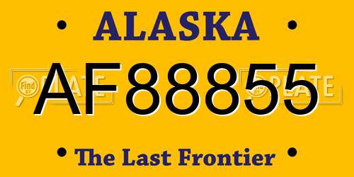 AF88855 Alaska License Plate