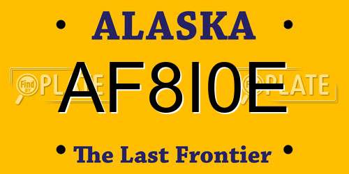 AF8I0E Alaska License Plate