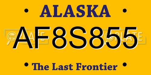 AF8S855 Alaska License Plate
