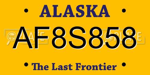 AF8S858 Alaska License Plate