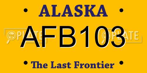 AFB103 Alaska License Plate