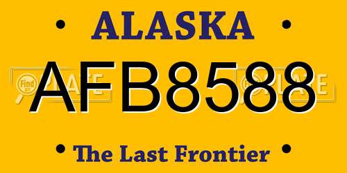AFB8588 Alaska License Plate